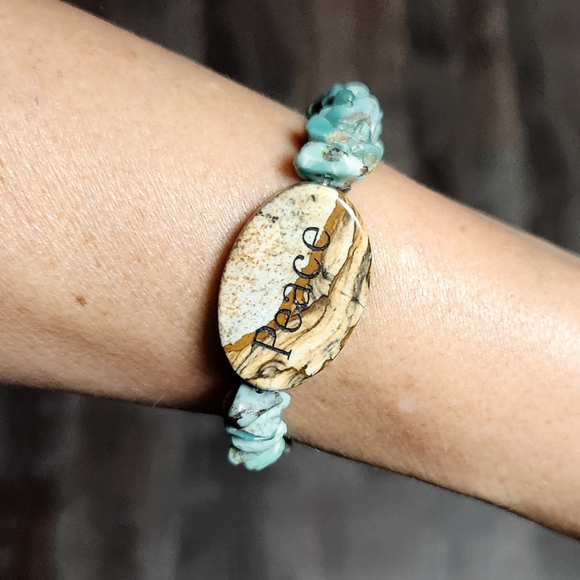 Turquoise Jasper Peace Bracelet - Picture 2 of 6